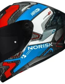 Capacete Norisk Carbon R Rider - Branco/Azul/Vermelho