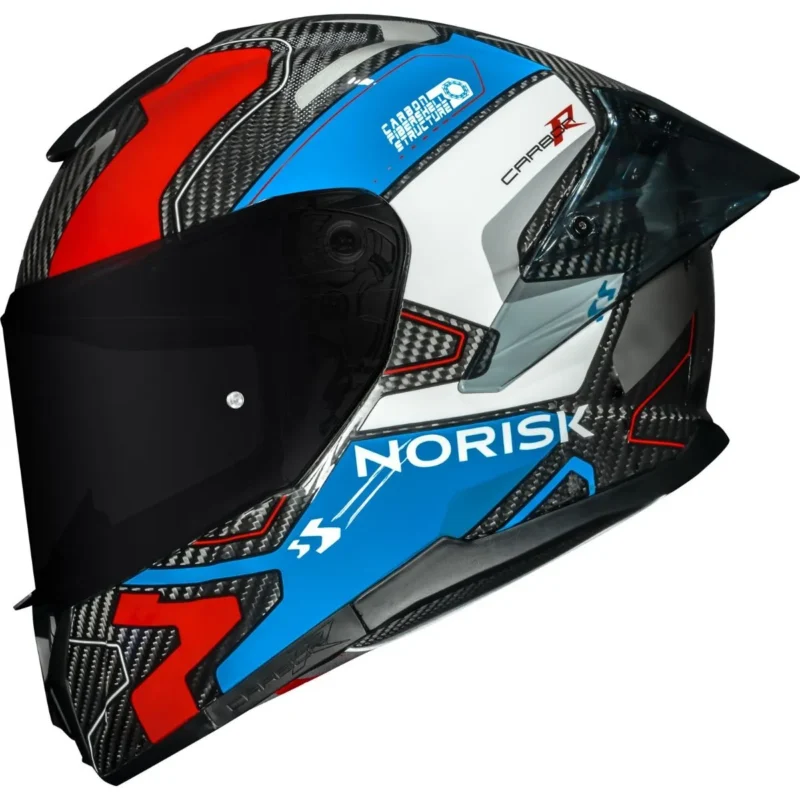Capacete Norisk Carbon R Rider - Branco/Azul/Vermelho