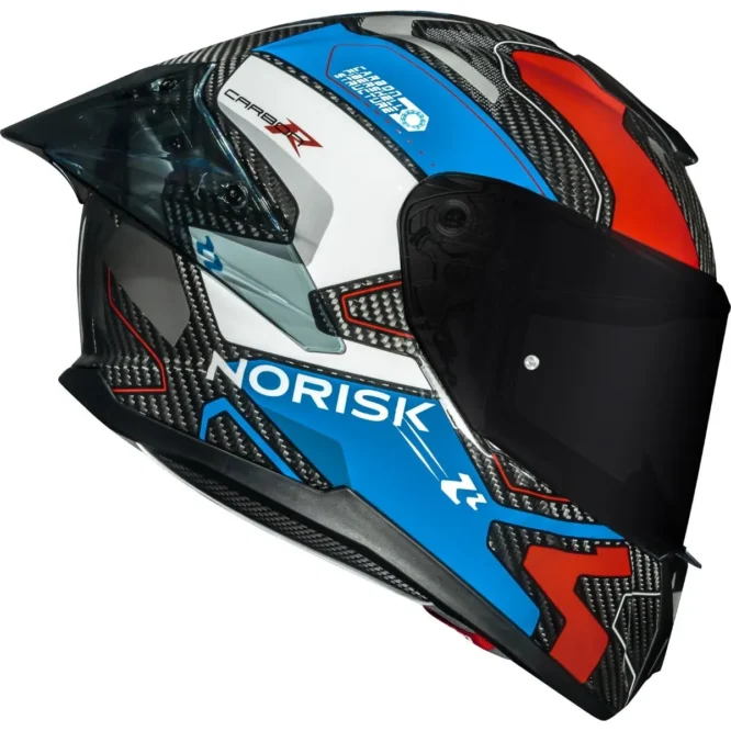 Capacete Norisk Carbon R Rider - Branco/Azul/Vermelho - Imagem 3